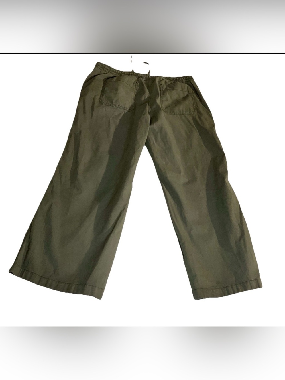 LL Bean Lakewashed Pull On Chino Pants Women’s 16 PETITE Green Wide Leg